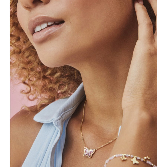 NWT! Lillia Butterfly Silver Pendant Necklace in Dichroic Glass - Picture 5 of 7